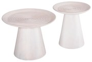 Τραπεζάκια σαλονιού ROSS Σετ 2 τμχ απο Μασίφ Mango Λευκό Φ60 &amp; Φ45εκ. 60x60x48 εκ.