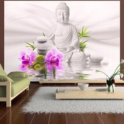 Αυτοκόλλητη φωτοταπετσαρία - Buddha and pink orchids - 98x70