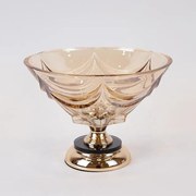 Διακοσμητικό Μπωλ Με Πόδι 754-11024 29x13cm Gold Estheti Home Μέταλλο,Γυαλί