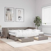 vidaXL Καναπές Κρεβάτι Συρόμενος Taupe 90x200 εκ. Ύφασμα &amp; Συρτάρια