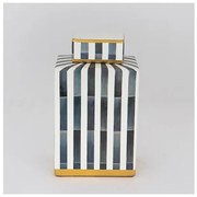 Βάζο Με Καπάκι Κεραμικό Μπλε &amp; Μαύρο 13x8x22cm 752-20097 Estheti-752-20097-Μπλε 752-20097