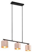 Φωτιστικό Κρεμαστό Τρίφωτο Ράγα L66x12xH150cm 3xE14 Μέταλλο Μαύρο Ματ- Αμπαζούρ Χρυσό εσωτερικά Trio Lighting Julieta 319000344