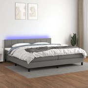 ΚΡΕΒΑΤΙ BOXSPRING ΜΕ ΣΤΡΩΜΑ &amp; LED ΣΚ.ΓΚΡΙ 200X200ΕΚ. ΥΦΑΣΜΑΤΙΝΟ 3133182