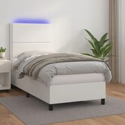 ΚΡΕΒΑΤΙ BOXSPRING ΜΕ ΣΤΡΩΜΑ &amp; LED ΛΕΥΚΟ 90X200 ΕΚ. ΣΥΝΘ. ΔΕΡΜΑ 3135862