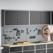 vidaXL Σετ Εργαλείων 6 Τεμαχίων από Μάυρο Μεταλλικό Ντουλάπι και Πίνακα