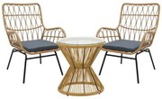 Σετ κήπου Naoki - Mabil 3 τεμ. pe rattan φυσικό - μαύρο μέταλλο 50x50x55 εκ.