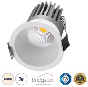 GloboStar MICRO-B 60242 Χωνευτό LED Spot Downlight TrimLess Φ6cm 7W 910lm 38° AC 220-240V IP20 Φ6 x Υ7.8cm - Στρόγγυλο - Λευκό - Φυσικό Λευκό 4500K - Bridgelux COB - 5 Years Warranty