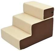 PawHut Σκαλοπάτια για Κατοικίδια Σκαλοπάτια Σκύλου Σκαλοπάτια Γάτας 3 Σκαλοπάτια για Γάτες και Σκύλους Βελούδο Μπεζ 54 x 40 x 39cm