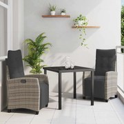 vidaXL Σέτ φαγητού για κήπο 3 pcs Γκρι συνθετικό ρατάν