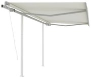 vidaXL Τέντα Συρόμενη Αυτόματη με Στύλους Κρεμ 3 x 2,5 μ.