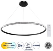 DIAMOND 61134 Κρεμαστό Φωτιστικό Δαχτυλίδι-Κύκλος LED CCT 75W 8743lm 360° AC 220-240V - Εναλλαγή Φωτισμού μέσω Τηλεχειριστηρίου All In One