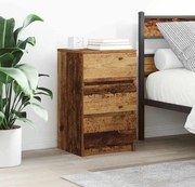 Κομοδίνα με 3 συρτάρια 2 τεμάχια Παλιό ξύλο 39x35x65 εκ. - Καφέ