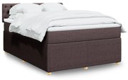 vidaXL Κρεβάτι Boxspring με Στρώμα Σκούρο Καφέ 140x190 εκ. Υφασμάτινο