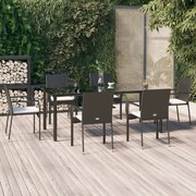 vidaXL Σετ Τραπεζαρίας Κήπου 7 Τεμ. Μαύρο Συνθετικό Ρατάν με Μαξιλάρια
