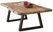 WOODWELL ΕΑ7101LIZARD Τραπεζάκι Σαλονιού Καθιστικού, Μέταλλο Βαφή Μαύρο, Ξύλο Ακακία Φυσικό 115x65x40cm ΕΑ7101