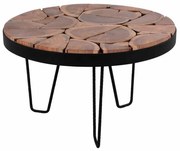 Τραπεζάκι Σαλονιού Timothy HM8366.11 Από Μασίφ Ξύλο Ακακίας D73x45cm Natural - Black Μέταλλο,Ξύλο