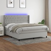 Κρεβάτι Boxspring με Στρώμα & LED Αν.Γκρι 180x200εκ. Υφασμάτινο