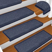 vidaXL Πατάκια Σκάλας Μοκέτα 15 τεμ. Γκρι/Μπλε 65x21x4 εκ.