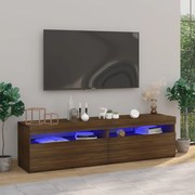 vidaXL Έπιπλο Τηλεόρασης με LED 2 τεμ. Καφέ Δρυς 75 x 35 x 40 εκ.