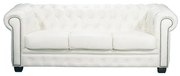 CHESTERFIELD Birmingham Καναπές 3Θέσιος Σαλονιού Καθιστικού, Δέρμα Άσπρο