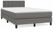 Κρεβάτι Boxspring με Στρώμα Γκρι 120x190εκ. από Συνθετικό Δέρμα