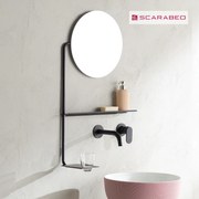 SCARABEO 2302-NROP Καθρέπτης Μπάνιου Στρογγυλός από Μέταλλο με Ράφι 36x36cm Μαύρος