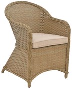 Πολυθρόνα κήπου Hadrian pakoworld rattan καφέ- textilene μπεζ 57x70x85εκ