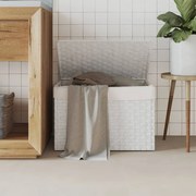 vidaXL Καλάθι Πλυντηρίου με Καπάκι Λευκό 55,5 x 35 x 34εκ. Συνθ. Ρατάν