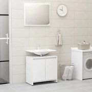 vidaXL Σετ Επίπλων Μπάνιου Γυαλιστερό λευκό από Επεξεργασμένο Ξύλο