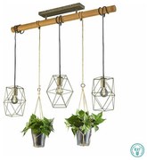 Φωτιστικό Κρεμαστό Τρίφωτο Ράγα 3xE27 L115x22xH150cm Νίκελ Αντικέ Trio Lighting Plant 301000367