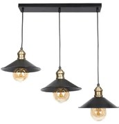 LUCANA 201-0044 Vintage Κρεμαστό Φωτιστικό Ράγα Τριφωτο 3 x E27 IP20 Mεταλλικό Μαύρο-Μ50 x Π25 x Υ75cm Globostar-201-0044-Μαύρο 201-0044