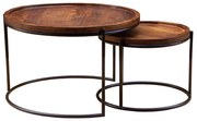 CELLINI COFFEE TABLE SET 2ΤΕΜ ΚΑΡΥΔΙ ΑΝΟΙΧΤΟ ΜΑΥΡΟ 70x70xH43cm