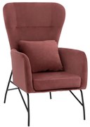 Armchair &quot;ROYALTY&quot;, Velvet Dusty Pink, with metal black leg