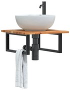 vidaXL Ράφι Νιπτήρα Τοίχου από Ατσάλι / Μασίφ Ξύλο Ακακίας