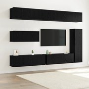 vidaXL Σετ Καθιστικού 7 Τεμαχίων για Τηλεόραση - Τοίχου - Μαύρος Δρυός από Συνθετικό Ξύλο