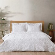 Κουβερλί Mauricio (Σετ 3τμχ) White Kentia Υπέρδιπλo 230x250cm Βαμβάκι-Μικροφίμπρα