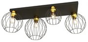Πλαφονιέρα Φωτιστικό Οροφής 4xE27 Πλέγμα Nest Emibig -1370/4-Μαύρο-Χρυσό 1370/4