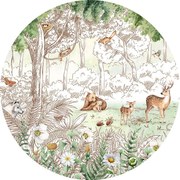 Forest Friends Spring II Ταπετσαρια Τοιχου Πρασινο Στρογγυλη 80cm