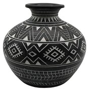 Βάζο Maya 018532 D25xH22cm Black-White Πολυρεσίνη