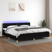 ΚΡΕΒΑΤΙ BOXSPRING ΜΕ ΣΤΡΩΜΑ &amp; LED ΜΑΥΡΟ 200X200 ΕΚ. ΥΦΑΣΜΑΤΙΝΟ 3133663