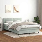 vidaXL Κρεβάτι Boxspring με Στρώμα Ανοιχτό Γκρι 140x220 εκ. Βελούδινο