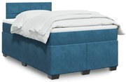 vidaXL Κρεβάτι Boxspring με Στρώμα Σκούρο Μπλε 120x190 εκ. Βελούδινο