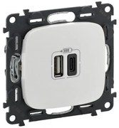 Πρίζα Φόρτισης 2xUSB A και C 3000MA Λευκό Valena Allure 754965 Legrand-754965-Λευκό 754965