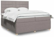 vidaXL Κρεβάτι Boxspring με Στρώμα Taupe 200x200 εκ. Υφασμάτινο