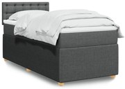 vidaXL Κρεβάτι Boxspring με Στρώμα Σκούρο Γκρι 90x200 εκ. Υφασμάτινο