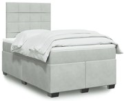 vidaXL Κρεβάτι Boxspring με Στρώμα Ανοιχτό Γκρι 120x200 εκ. Βελούδινο
