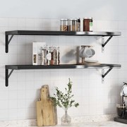 vidaXL Ράφια Τοίχου 2 τεμ. Μαύρο 100x30x3 εκ. Ανοξείδωτο Ατσάλι