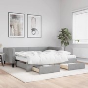 vidaXL Καναπές Κρεβάτι Συρόμενος Αν. Γκρι 100x200 εκ Ύφασμα &amp; Συρτάρια