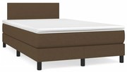 vidaXL Κρεβάτι Boxspring με Στρώμα & LED Σκ.Καφέ 120x190εκ. Υφασμάτινο