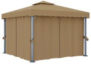 vidaXL Κιόσκι Taupe 3 x 3 μ. από Αλουμίνιο με Κουρτίνα